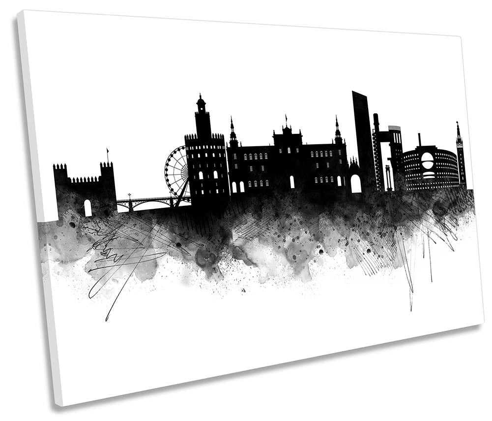 Sevilla Abstract City Skyline Black