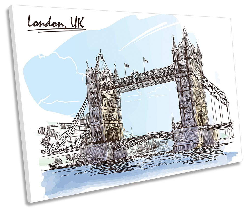 Tower Bridge London Sketch Blue