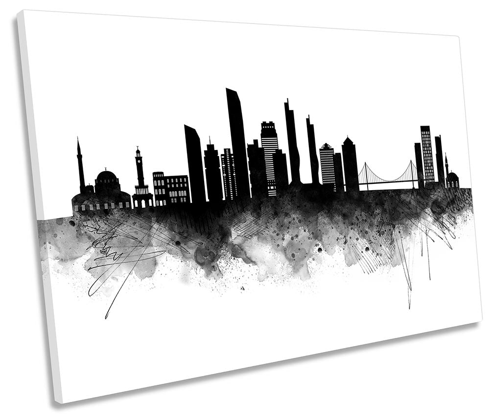 Izmir Abstract City Skyline Black