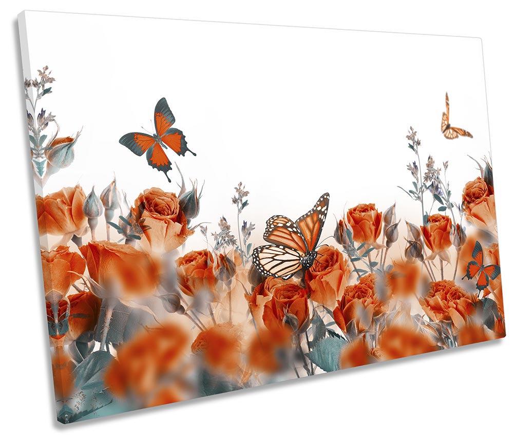 Floral Flowers Butterflies Red