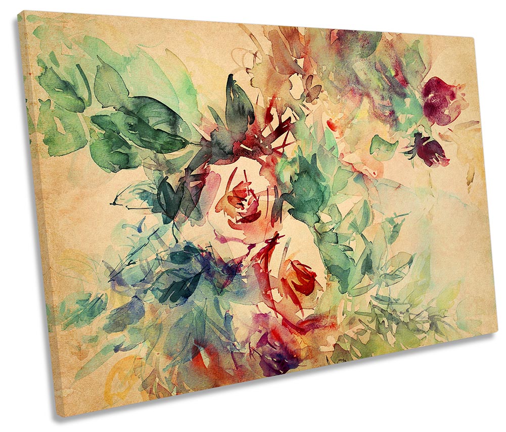 Vintage Rose Floral Flowers Multi-Coloured