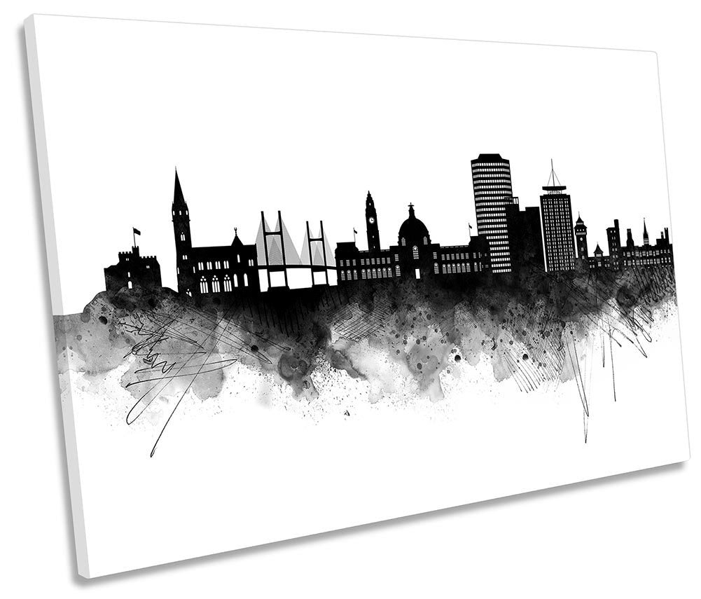 Cardiff Abstract City Skyline Black