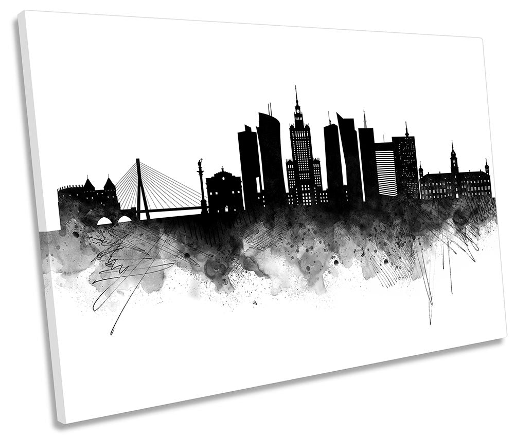 Warsaw Abstract City Skyline Black