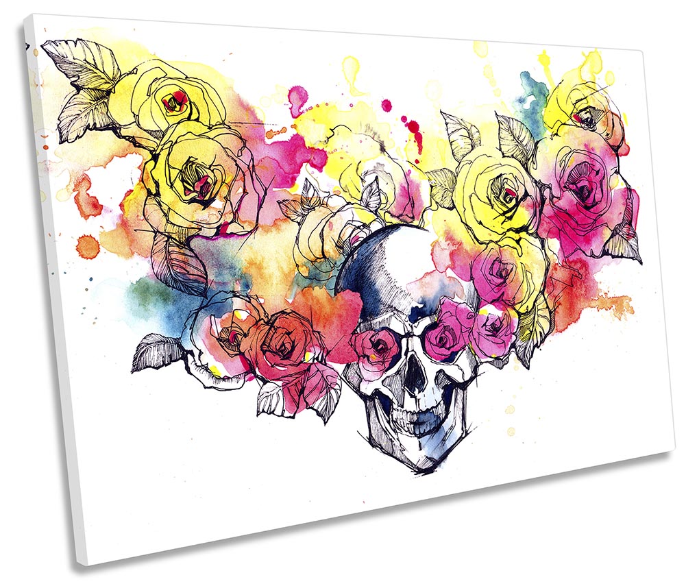 Skull Floral Flowers Multi-Coloured