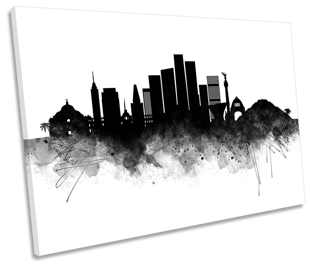 Mexico City Abstract Skyline Black