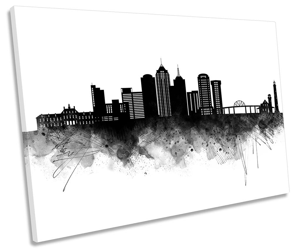 Virginia Beach Abstract City Skyline Black