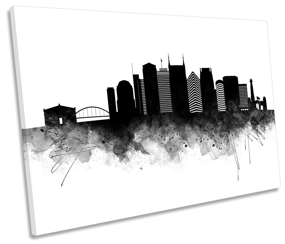 Nashville Abstract City Skyline Black