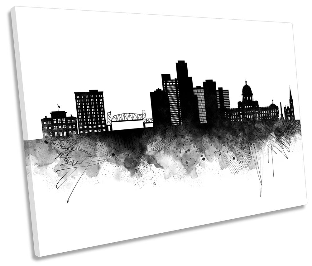 Little Rock Abstract City Skyline Black