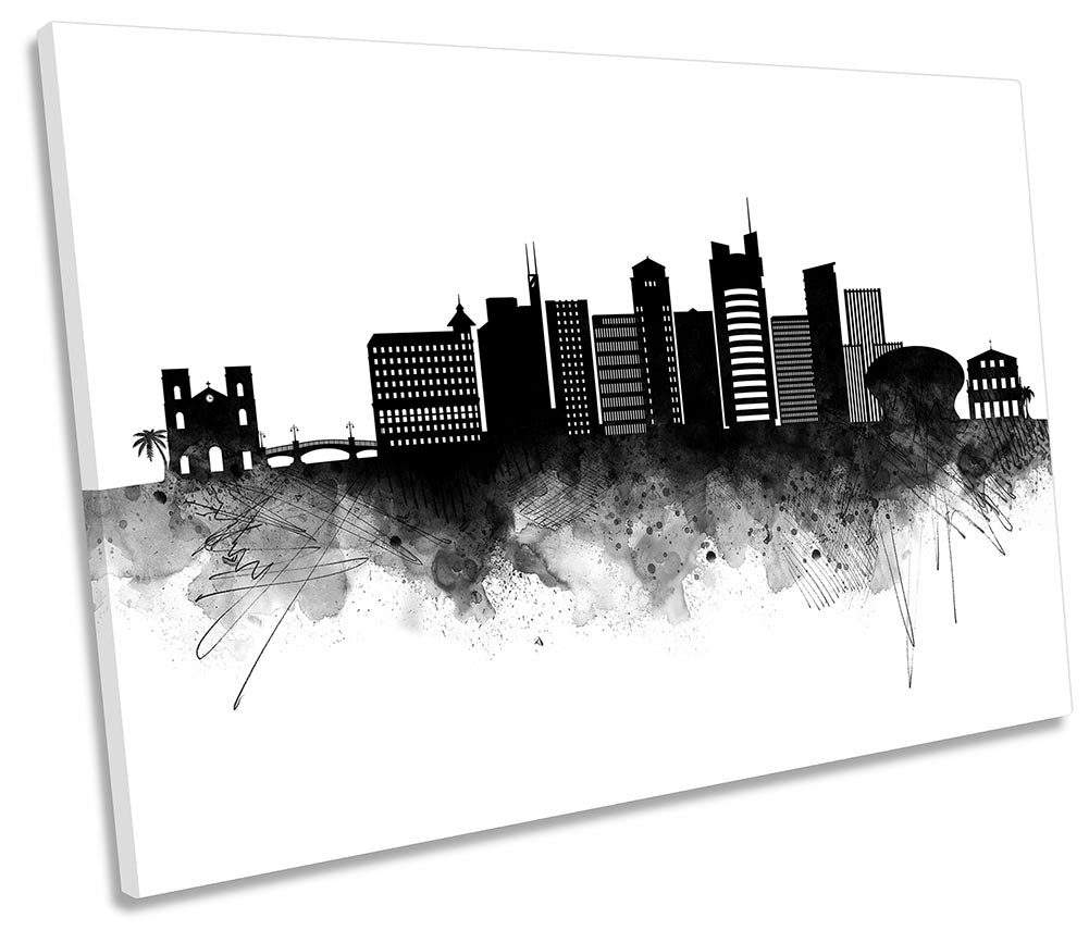 Port Louis Abstract City Skyline Black