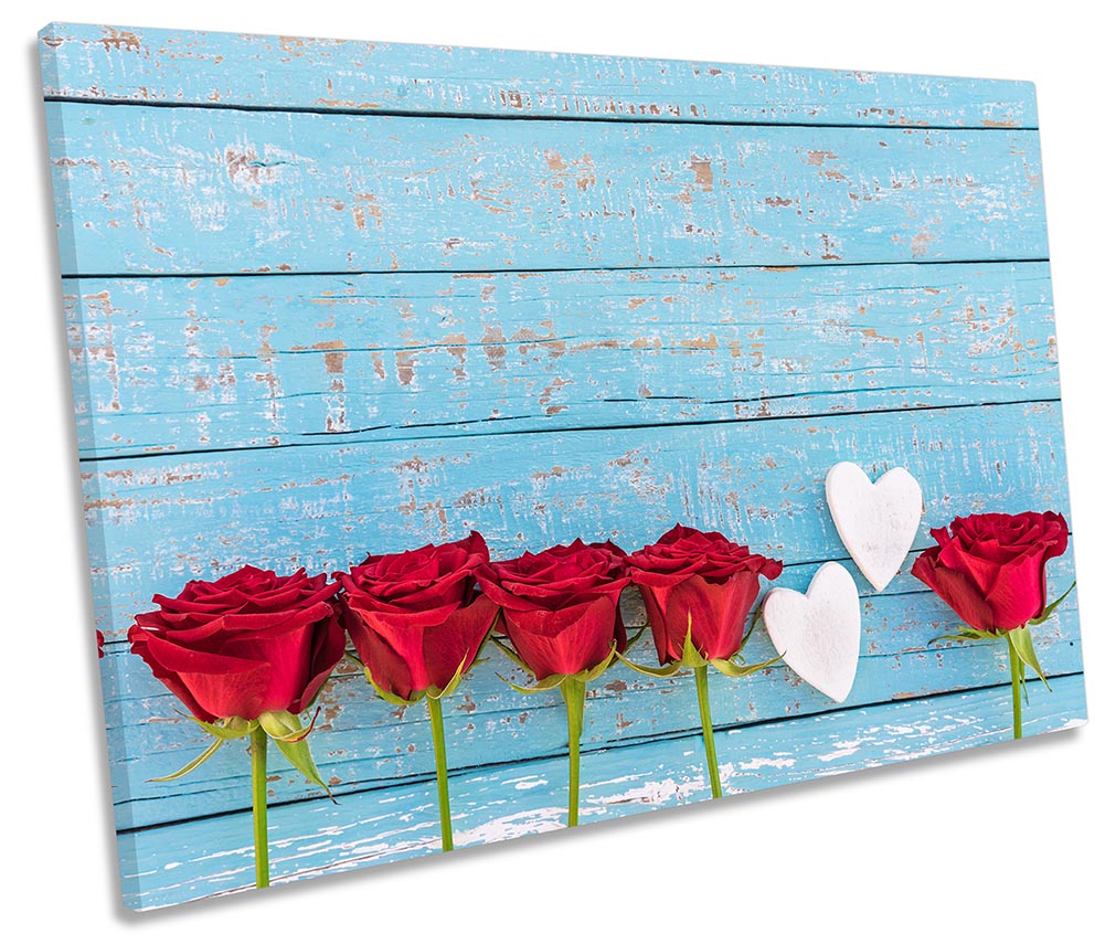 Shabby Chic Roses Hearts Blue