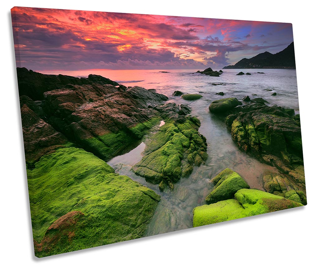 Rocky Beach Sunset Seascape