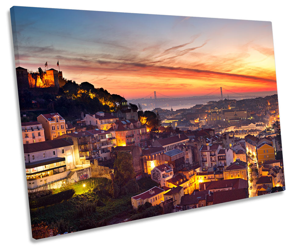 Lisbon Portugal Sunset Skyline