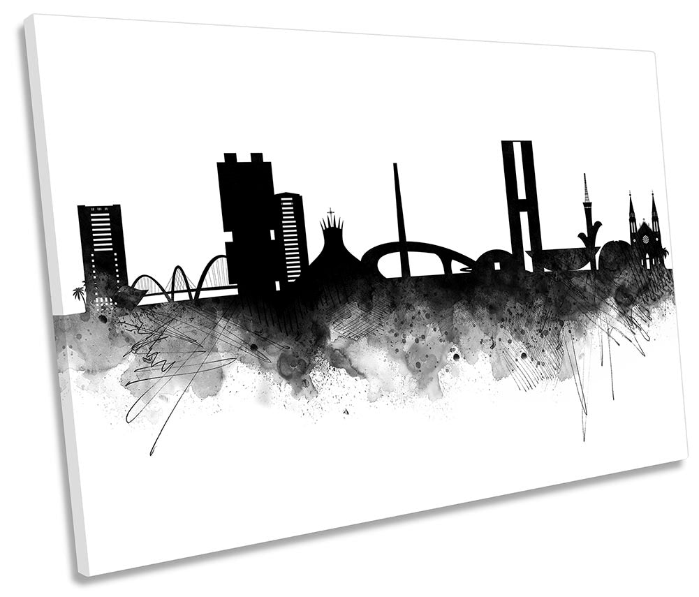 Brasilia Abstract City Skyline Black