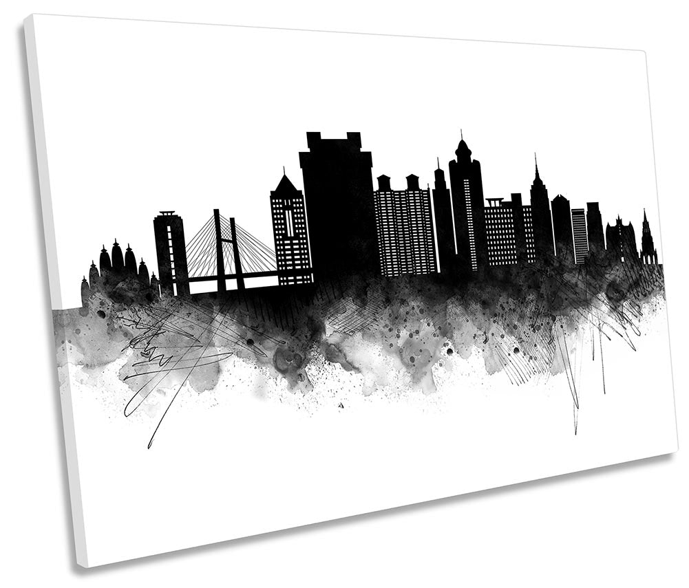 Bangalore Abstract City Skyline Black