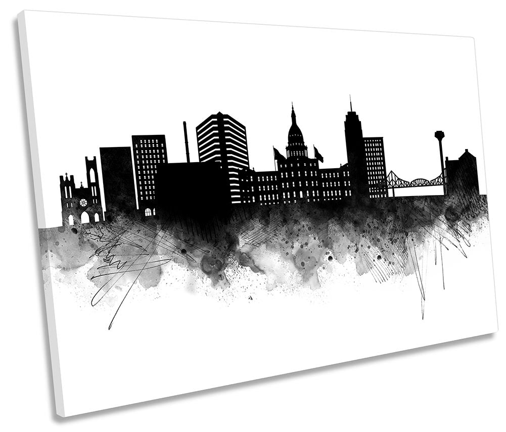 Lansing Abstract City Skyline Black