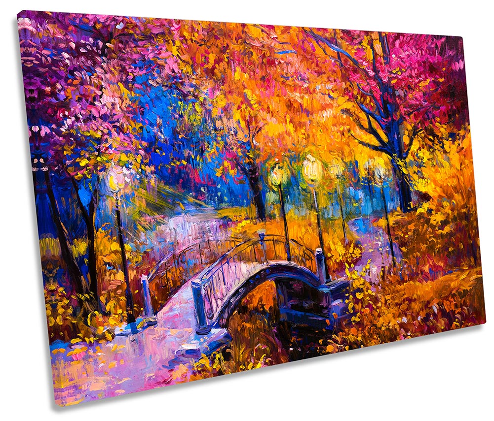 Floral Autumn Bridge Landscape