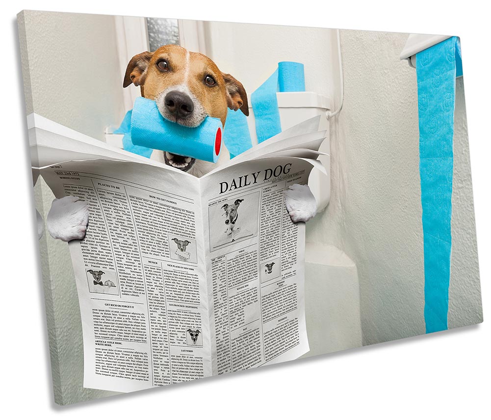 Jack Russell Dog Newspaper Blue