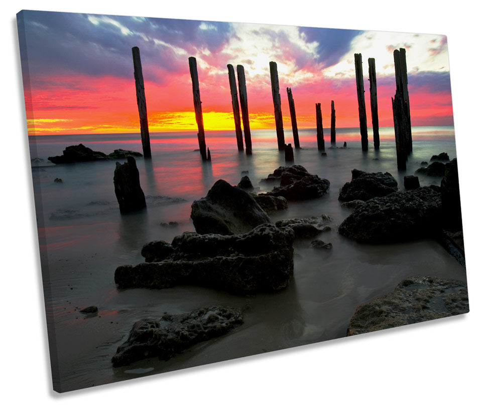 Beach Sunset Seascape Scene