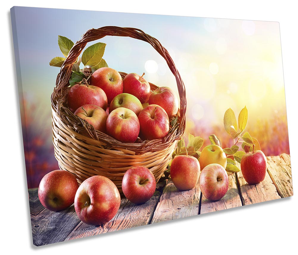 Apple Basket Fruit Sunset Red