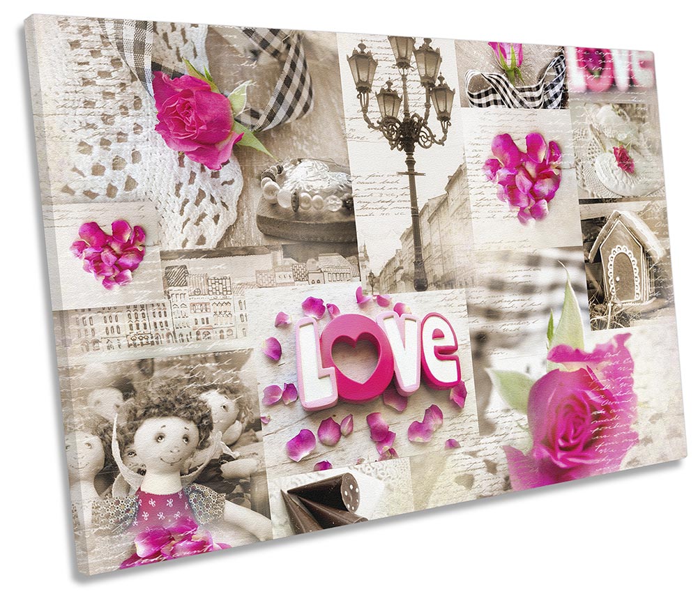 Shabby Chic Flowers Love Pink