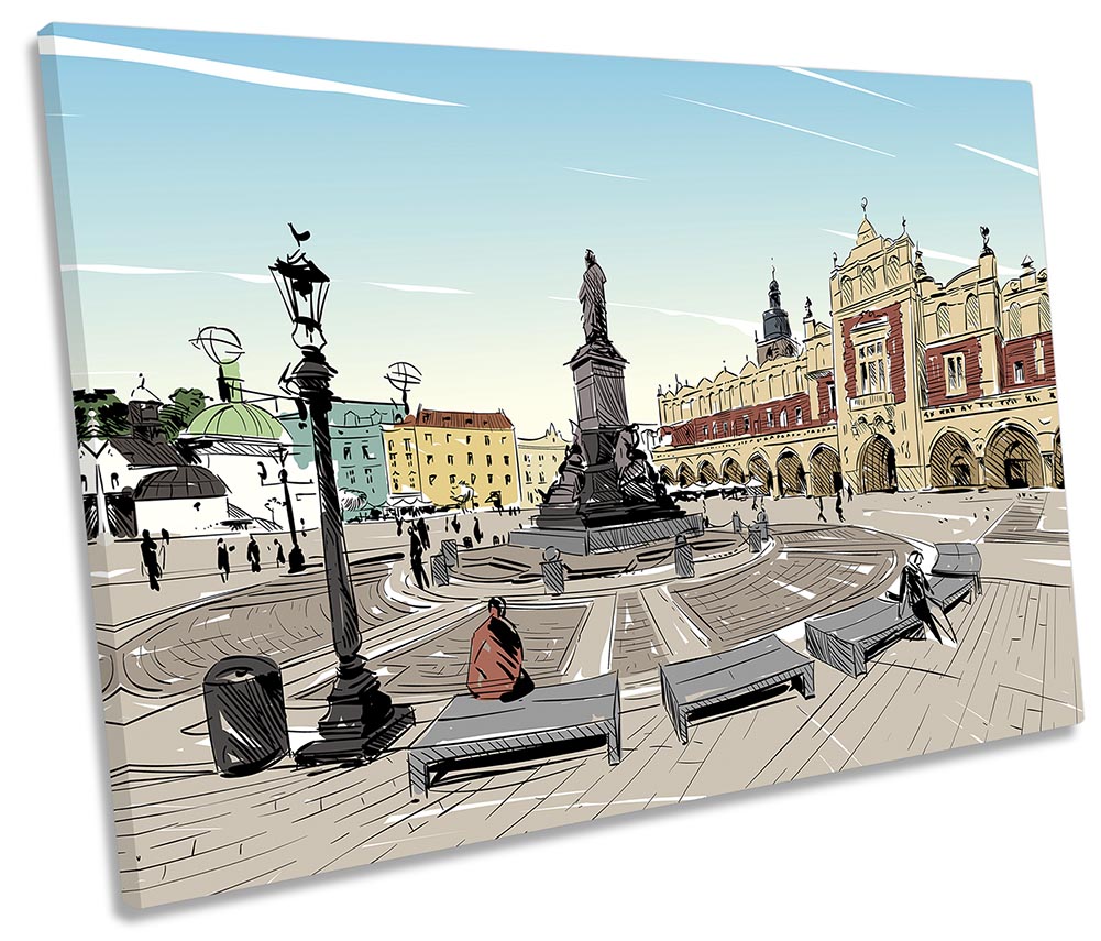 Krakow Poland City Sketch Multi-Coloured