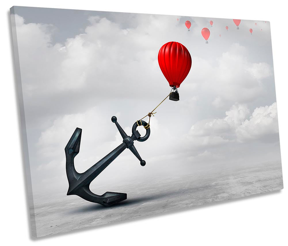 Red Balloons Anchor Surrealism Grey