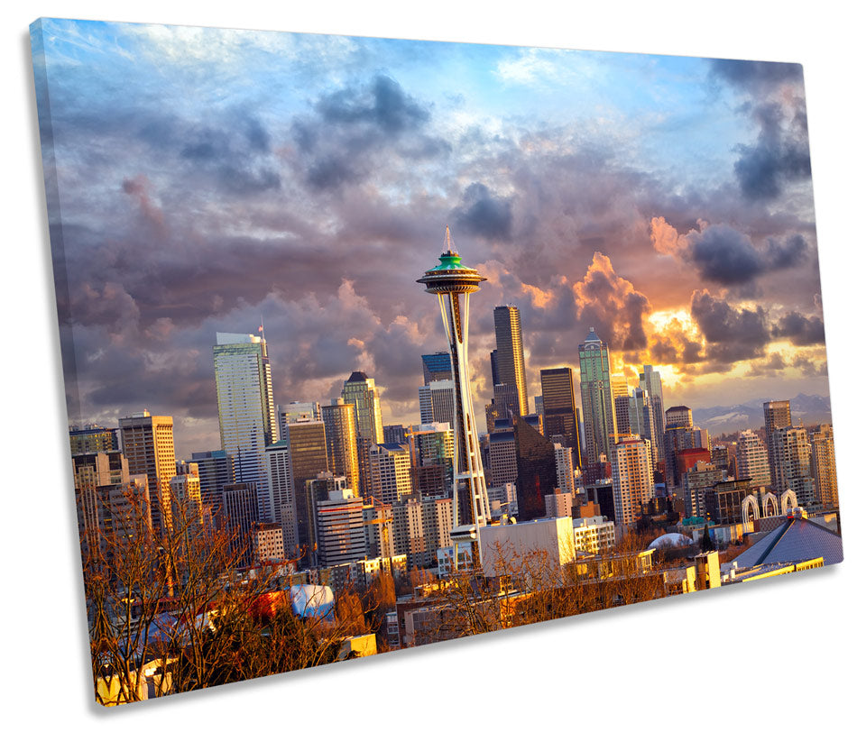 Seattle Skyline Sunset City