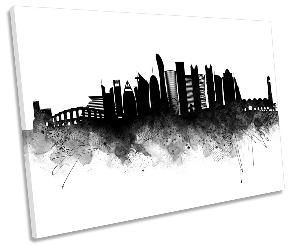 Doha Abstract City Skyline Black