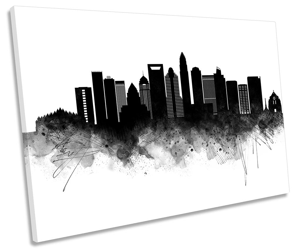 Charlotte Abstract City Skyline Black