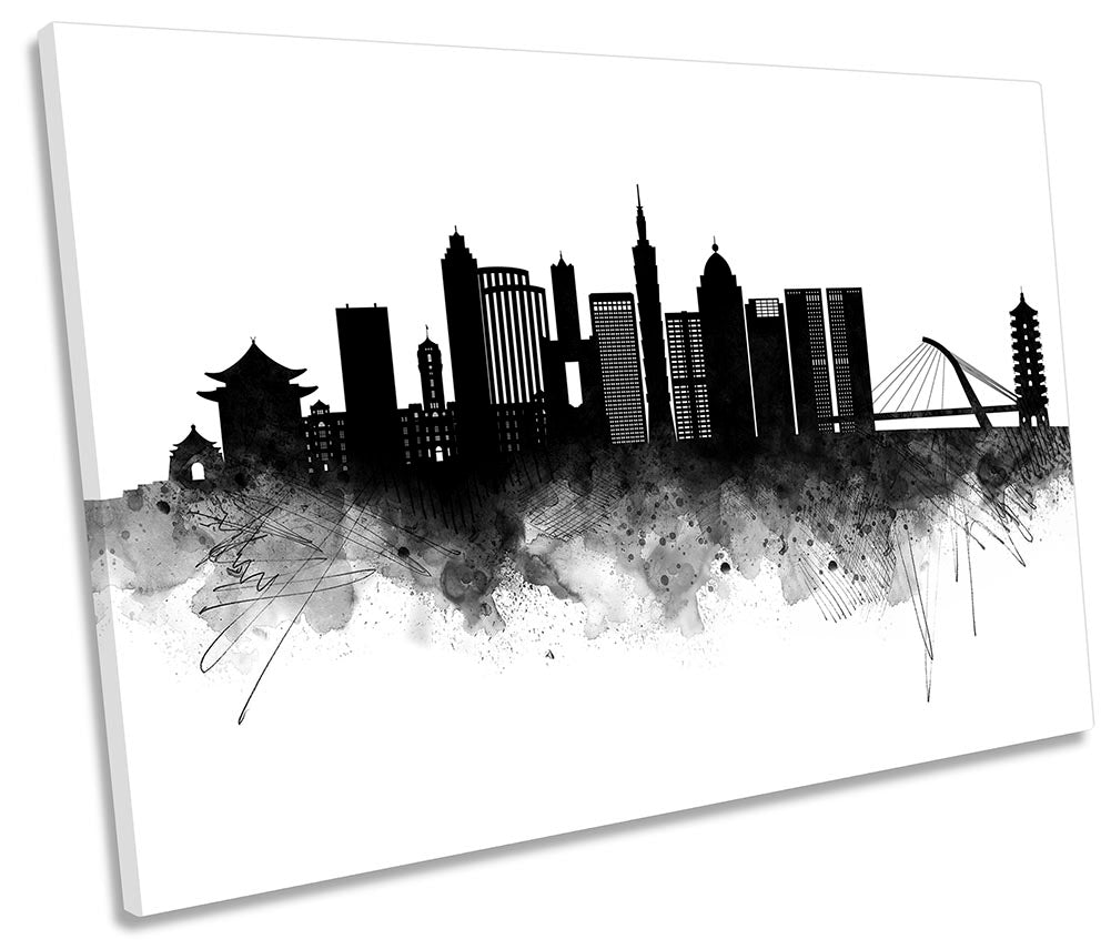 Taipei Abstract City Skyline Black