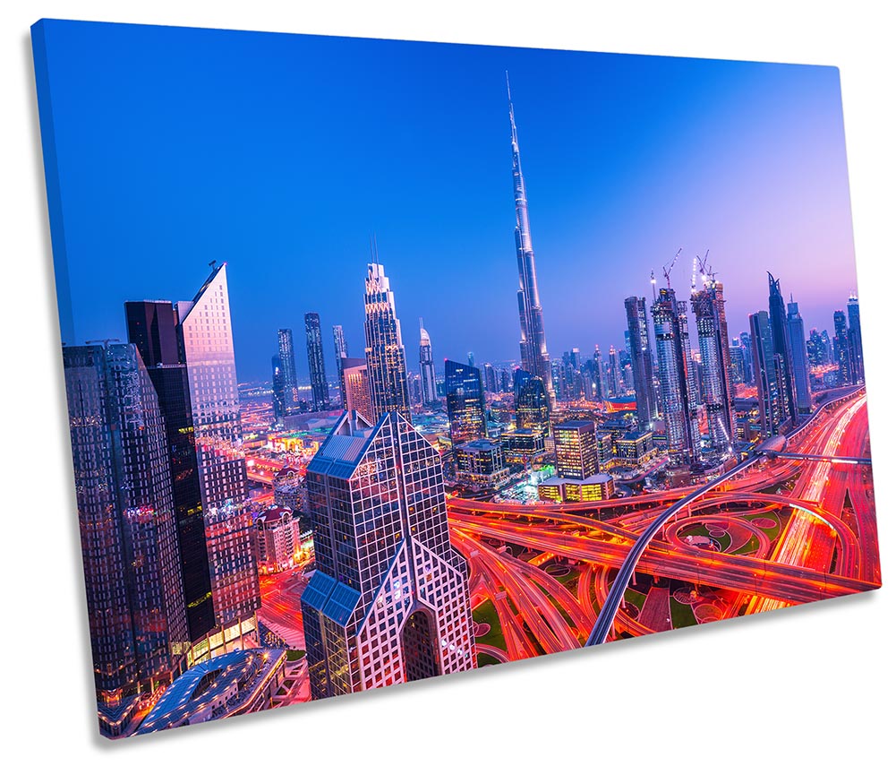 Dubai Skyline Traffic City Blue