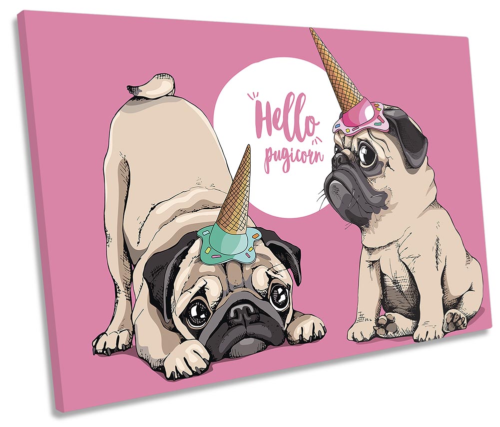 Funny Pugs Unicorn Puppy Pink