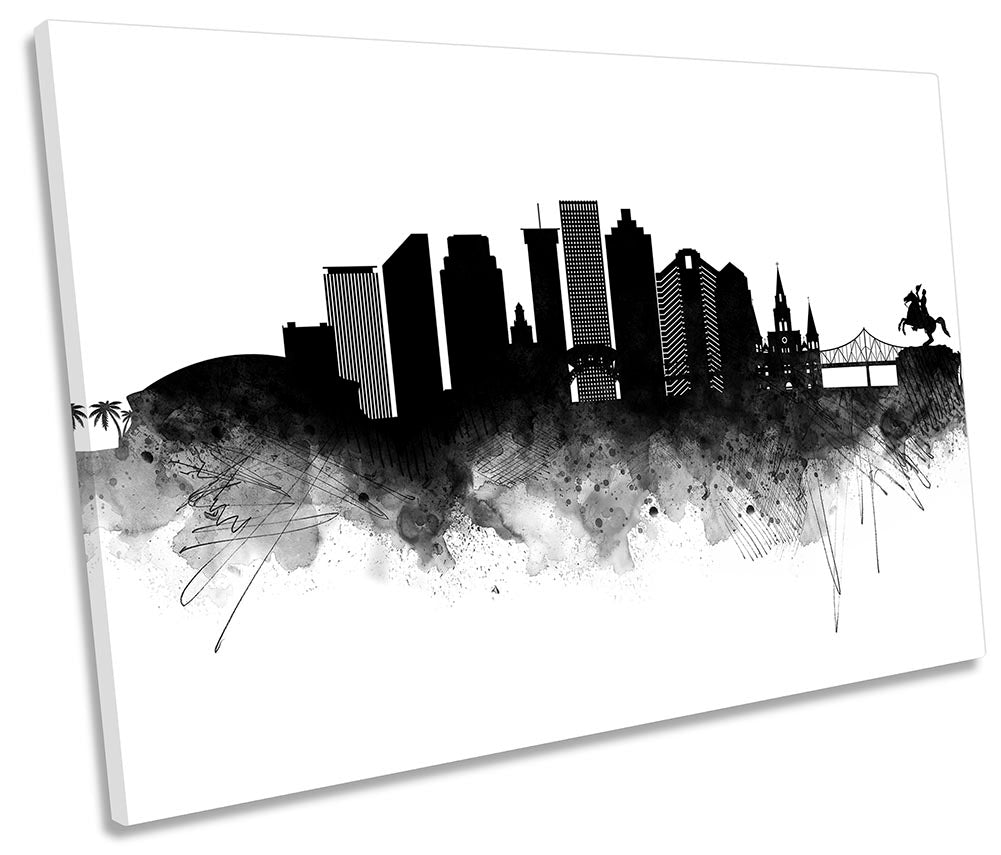 New Orleans Abstract City Skyline Black