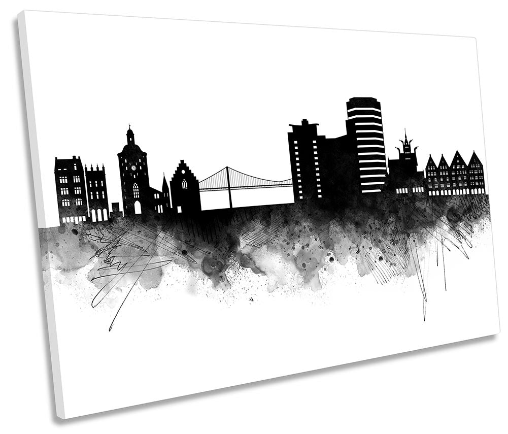 Bergen Abstract City Skyline Black