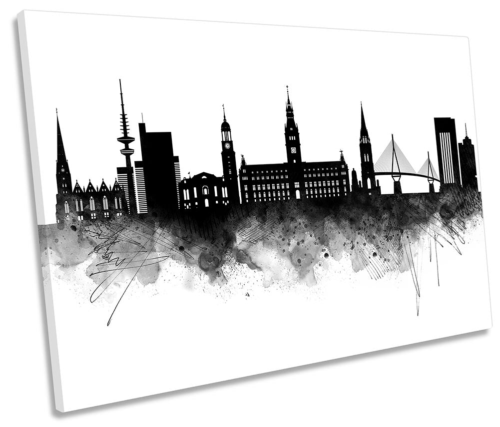 Hamburg Abstract City Skyline Black