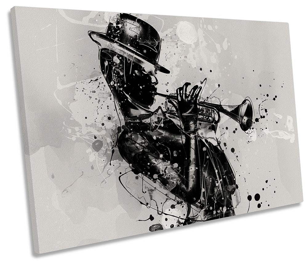 Abstract Woman Trumpet Jazz Grey