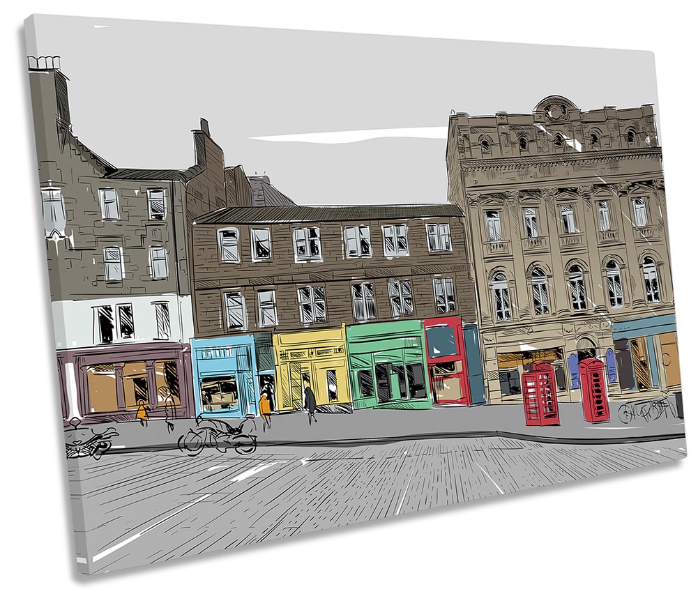 Edinburgh Street Sketch Multi-Coloured