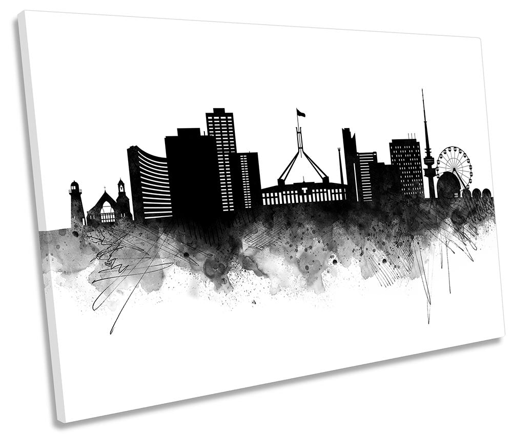 Canberra Abstract City Skyline Black