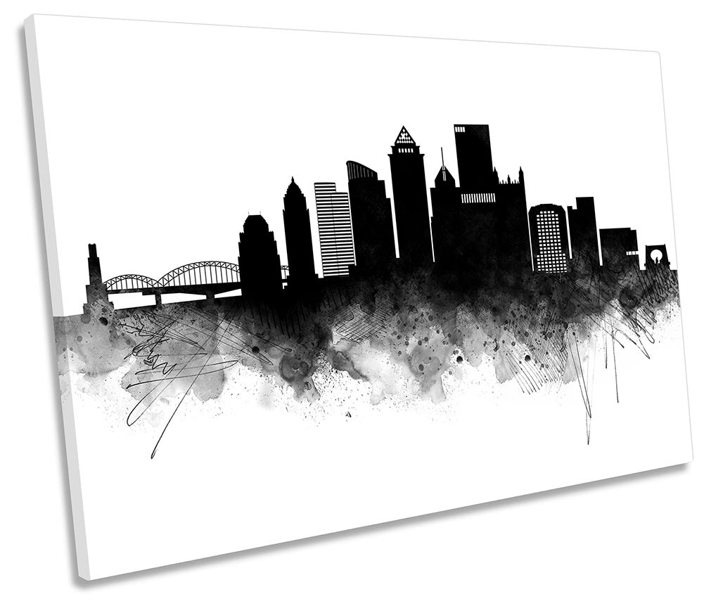 Pittsburgh Abstract City Skyline Black