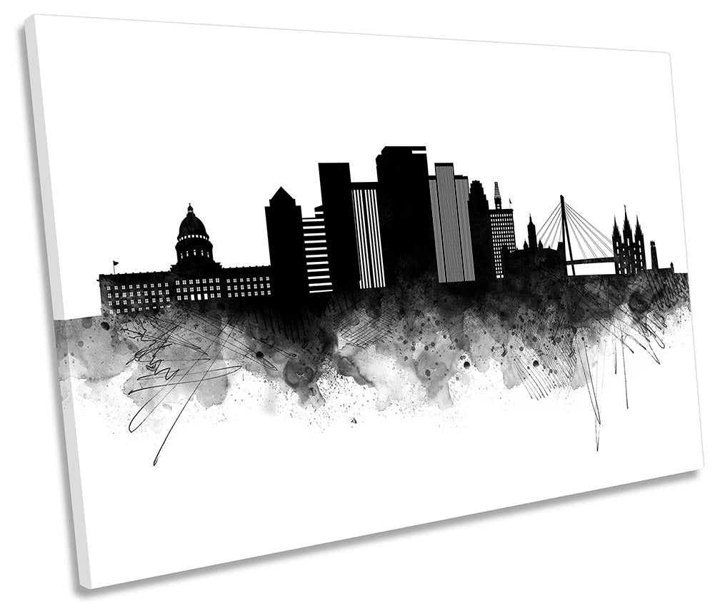 Salt Lake City Abstract Skyline Black