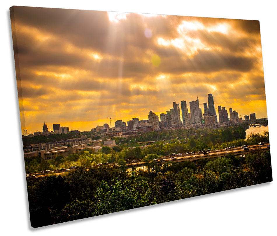 Austin City Sunset Texas Skyline