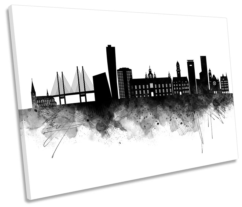 Malmo Abstract City Skyline Black