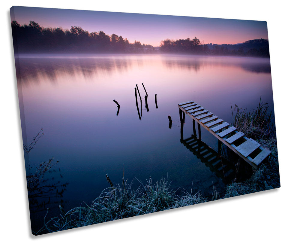 Lake Jetty Landscape Sunset