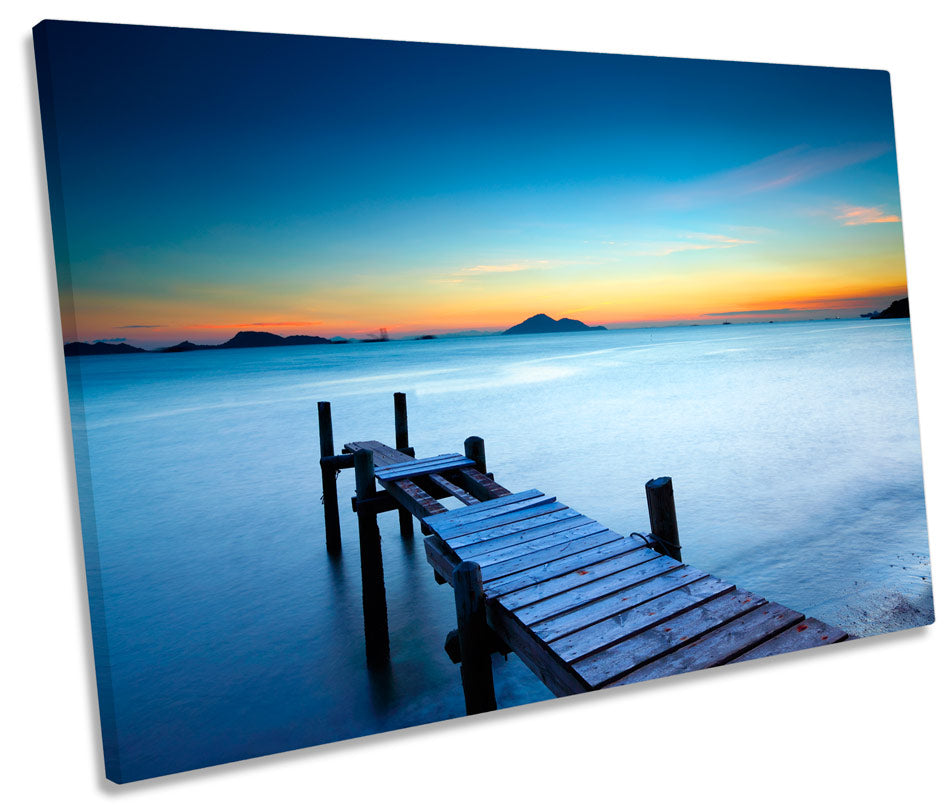 Sunset Jetty Pier Seascape Lake