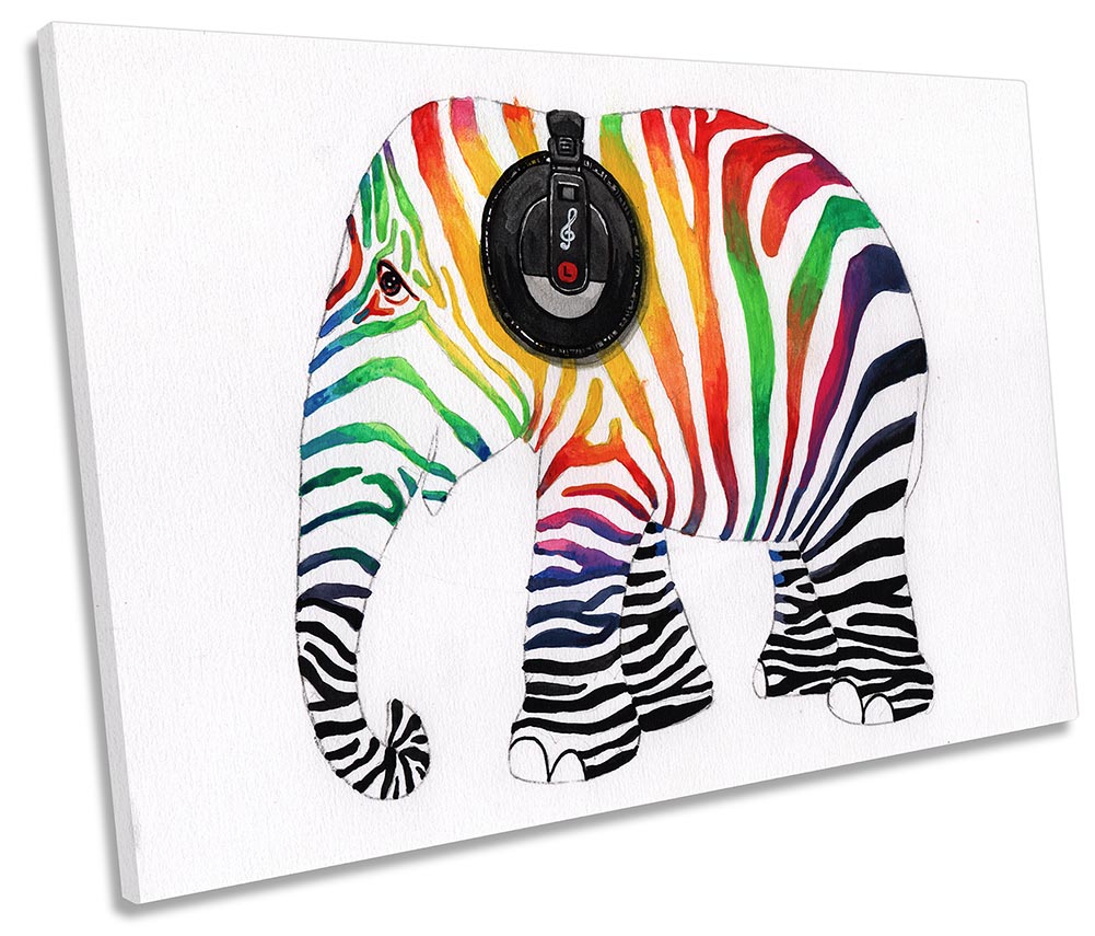 Funky Elephant Zebra Headphones White