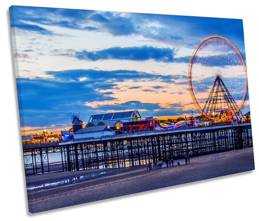 Blackpool Pier Beach Sunset Blue