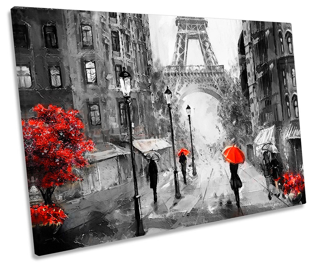 Red Umbrella Paris Street Grey