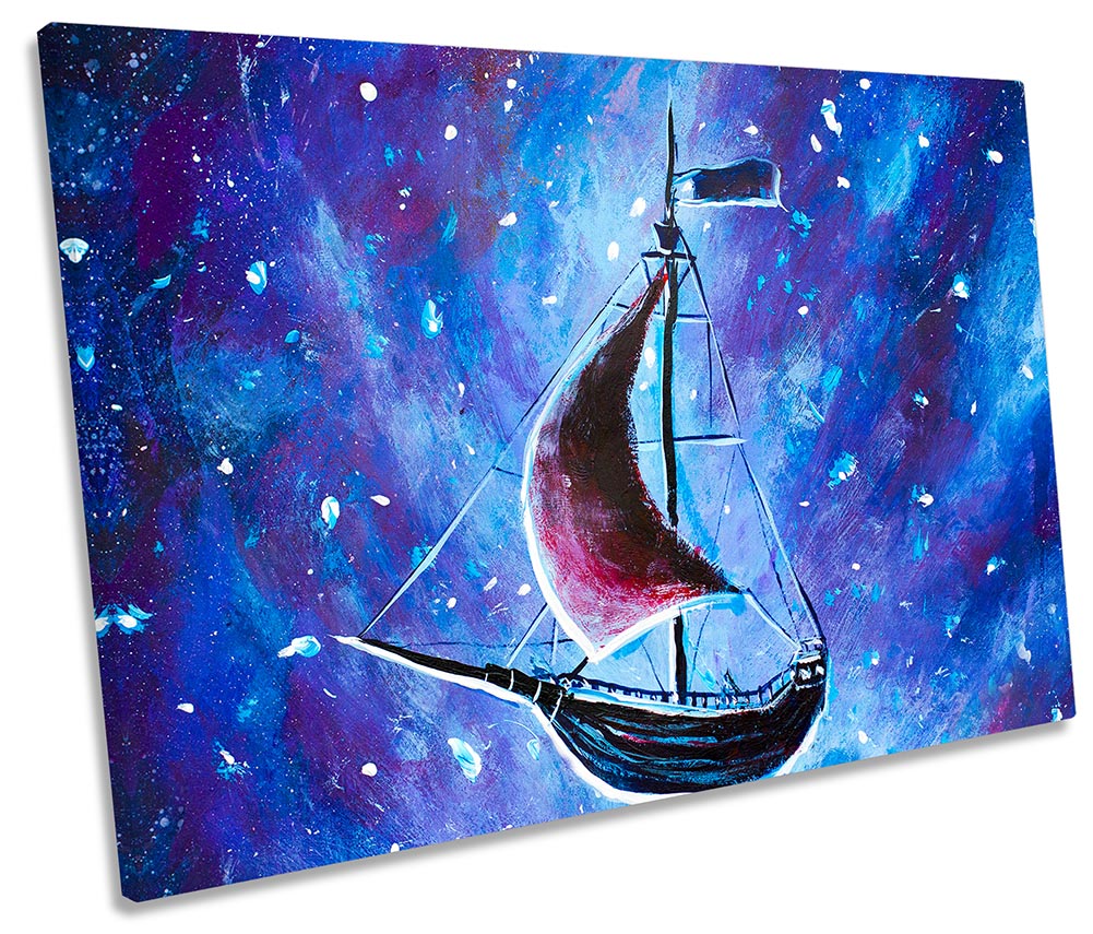 Sail Boat Outer Space Blue