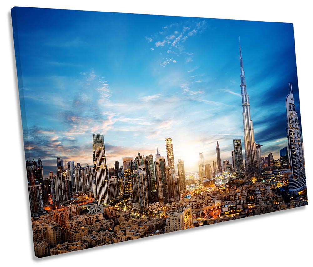 Dubai Sunset City Skyline Blue