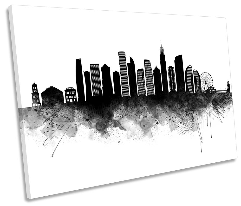 Gold Coast Abstract City Skyline Black